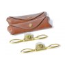 A pair of Lie Nielsen Small Bronze Spokeshaves - Flat & Curved Sole - with leather pouches