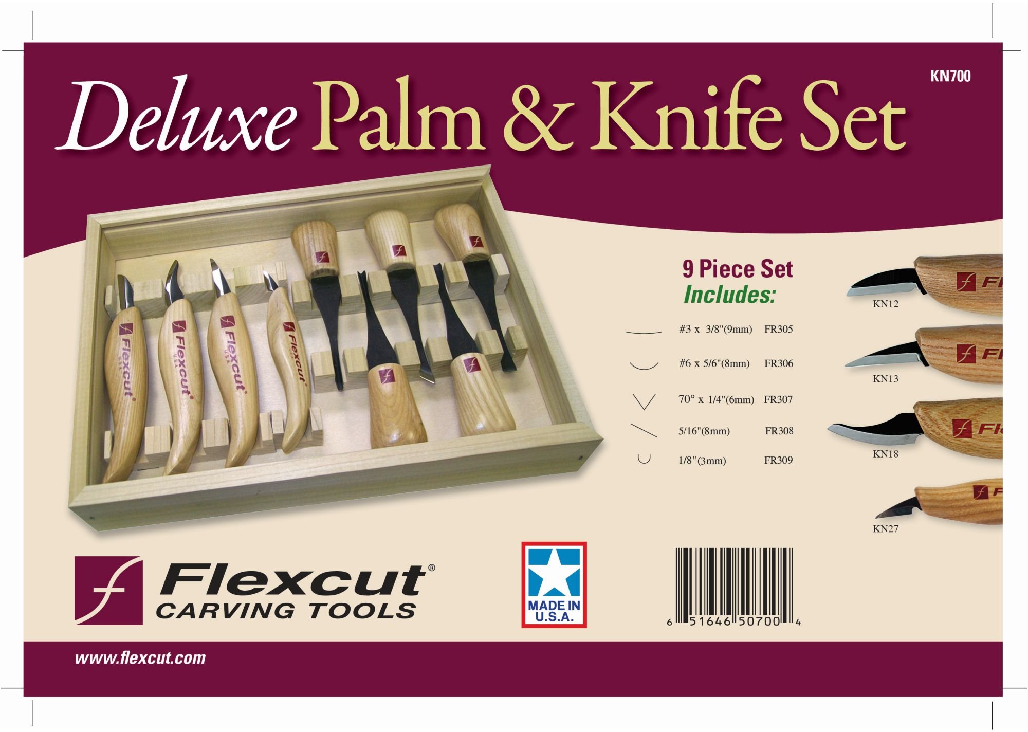 Flexcut Deluxe Palm & Knife Set KN700 - Classic Hand Tools Limited