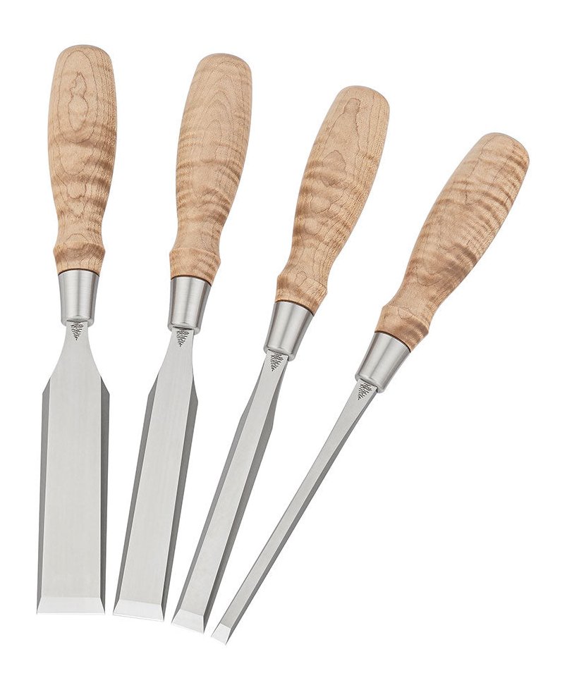 Blue Spruce Optima Bench Chisels Set of 4 Curly Maple Classic