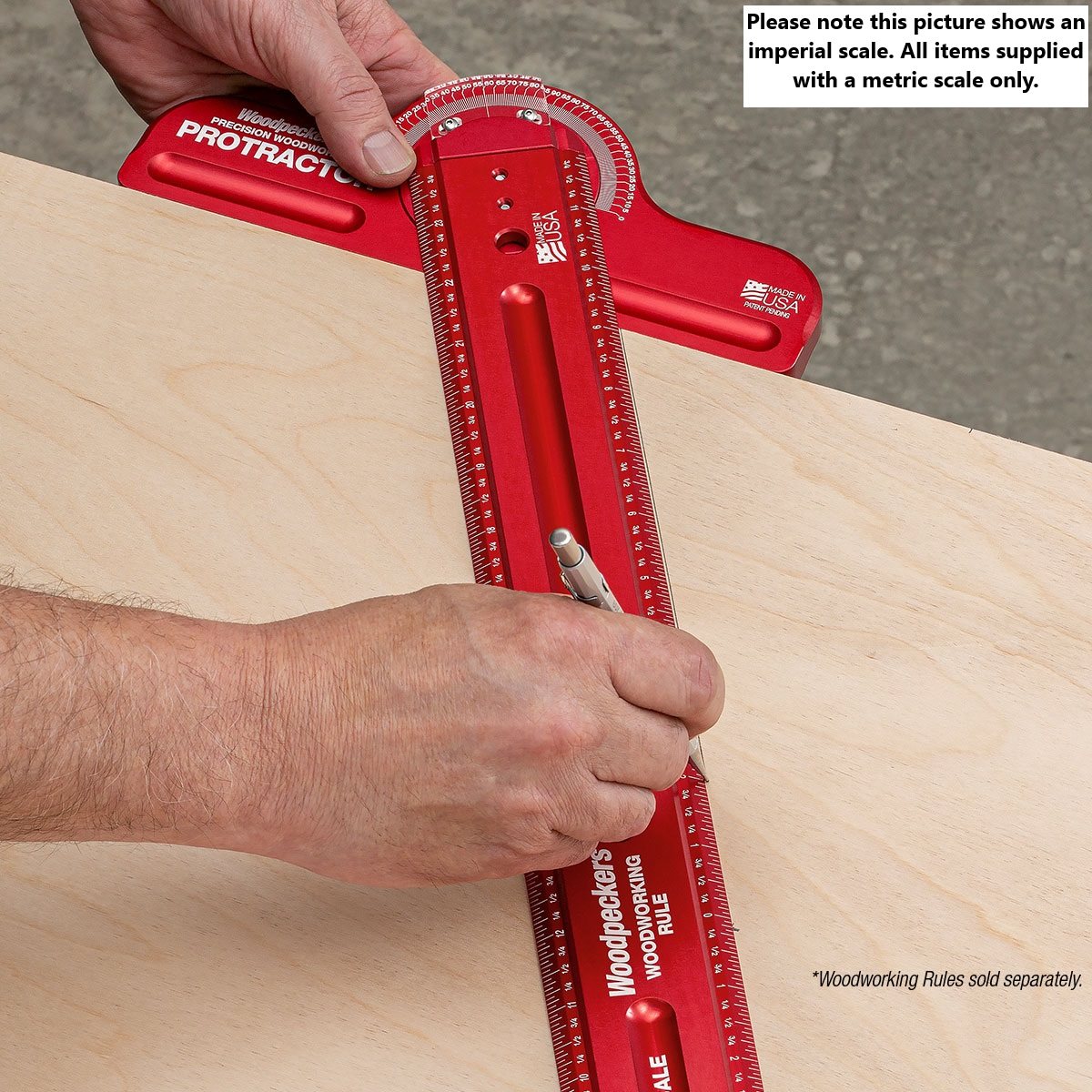 Woodpeckers Woodworking Rule Protractor Head - Metric - Classic Hand ...