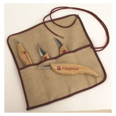 Flexcut #KN150 4-Piece RIght Hand Scorp set with Honing Stone and Pouch 