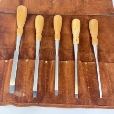 Lie-Nielsen Mortise Chisels - Set of 5 with Leather Roll [Preowned, Unused, SOLD]