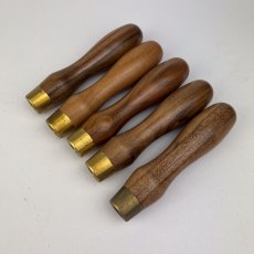 5 French Walnut Handles (with Tapered Brass Ferrules) [Clearance, SOLD]