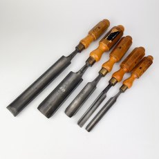 5 Vintage Boxwood London Pattern handled gouges by Robert Sorby [Preowned, SOLD]