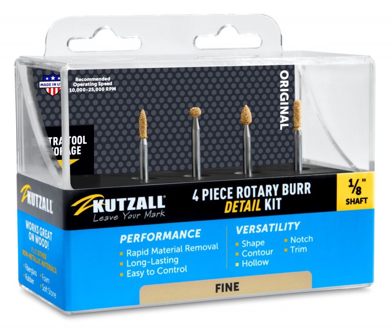 Kutzall Kutzall 4 Piece Fine Detail 1/8'' Burr Kit