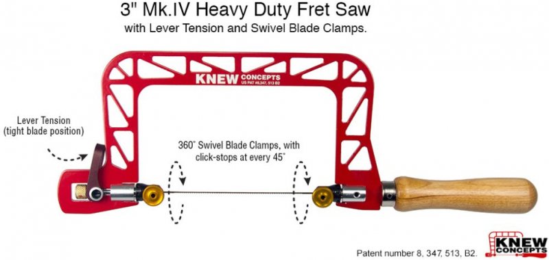 Knew Concepts Knew Concepts Mk.IV Heavy Duty Fret Saw with Lever Tension & Swivel Blade Clamps