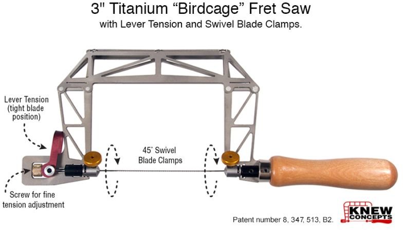 Knew Concepts Knew Concepts Birdcage Titanium Fret Saw with Lever Tension