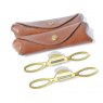 A pair of Lie Nielsen Small Bronze Spokeshaves - Flat & Curved Sole - with leather pouches